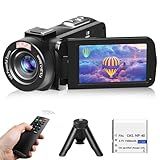 Video Camera, Full HD 1080P 30MP Camcorder, Vlogging Camera for YouTube with Infrared Night Vision, 18X Digital Zoom 3.0“ LCD Screen Digital Camera, Video Recorder with Remote Control and Battery