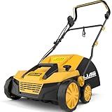 ZEGJAW 15” Artificial Turf Sweeper, 13 Amp Lawn Sweeper, Support 5-Position Depth Adjustment with 45L Removable Collection Bag, Quick-Fold, for Artificial Grass, Keep Your Yard Tidy