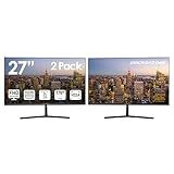 Packard Bell airFrame 27" FHD Monitor, 1920x1080, Ultrawide, VESA Mount, Tilt Adjust, HDMI/VGA, Slim Bezel, for Home, Office, and Light Gaming - 2 Pack