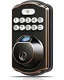 Veise Fingerprint Door Lock, Keyless Entry, Auto Lock, Electronic Keypad Deadbolt for Front Door, Biometric, Anti-Peeking Password, Easy Install, Oil Rubbed Bronze