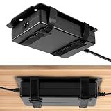 Universal Metal Laptop Charger Holder, Adjustable Under Desk Power Brick Mount Organizer for Charging Bricks & Cables Space Saving Power Adapters Mount, Secure Supply Holder for Laptop Chargers,Black