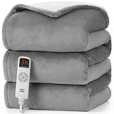 EHEYCIGA Heated Blanket Electric Throw - Heating Blanket with 9 Heating Levels & 10 Hours Auto Off, Soft Cozy Sherpa Washable Throw with Fast Heating, 50 x 60 Inches