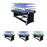 RACK Triad 7-Foot 3-in-1 Multi Game Swivel Billiard/Pool Table (Blue Felt with Black Body)