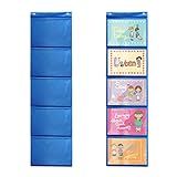 Mewise Pocket Chart for Classroom Cards,Drawing,Pictures,Class Demonstrations,Haning Wall File Organizer (5 Pockets)