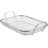 WUWEOT Grill Basket, Vegetable Barbecue Basket, 15" x 11" Stainless Steel Square Wire Mesh Grilling Basket Roasting Pan with Two Handles for Vegetables, Chicken, Meats and Fish