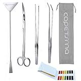 Capetsma Aquascape Tools, Long Stainless Steel Aquarium Plant Tools Aquarium Tweezers Scissors Spatula Tool Set Bonsai Kit Algae Scrapers Aquarium Cleaning Kit for Fish Tank Starter kit