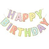LITAUS Pre-Strung Happy Birthday Banner - Pastel Macaron Party Decorations