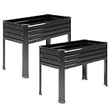 DIIYIV 2PCS Galvanized Raised Garden Bed with Legs,2PCS 48×18×30in Elevated Planter Box for Backyard,Garden, Patio, Balcony, 300lb Capacity,Planters for Outdoor Plants,Black