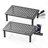Canyora Computer Monitor Stand Riser for Desk, 3 Height Adjustable PC Laptop TV Desktop Monitor Stand Shelf, Metal Printer Table with Phone Holder, Stand Riser for Desk, Office Desk Organizers and Accessories, 2 Pack