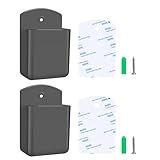 Aecsze 2 PCS Remote Control Holders Wall Mount, Self Adhesive TV Air Conditioner Remote Control Holder, Wall Mount Storage Box Organizer Wall Pen Holder Storage for Home Office School (Grey, 2)
