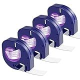 Label Maker Clear Tape Replacement for Dymo Label Maker Refills Clear 1/2'' x 13', Compatible with Dymo Letratag Refills Transparent Plastic Tape Work with LT-100T LT-100H QX50, 4-Pack
