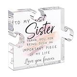 LukieJac Sister Gifts from Sister - Unique Sister Birthday Acrylic Puzzle-Shaped Plaque Desk Decorations Present for Sister Thanksgiving Christmas Wedding from Sister Brother
