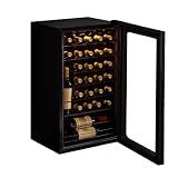 Wine Enthusiast 33-Bottle Compressor Wine Cooler w/Upright Bottle Storage - Freestanding 3.3 Cu. Ft. Wine Refrigerator, LED Digital Control Panel, Energy-Efficient Cooling of 41-64°F
