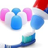 6 Pack Silcone Toothpaste Cap, Tnvee Reusable Self Closing Toothpaste Squeezer Dispenser with Organizer Box for Kids and Adults in Bathroom, Hygiene No Mess No Waste