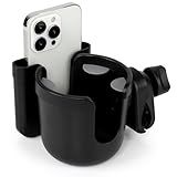 Accmor 2-in-1 Walker Cup Holder with Phone Holder, Wheelchair Cup Holder, Rollator Cup Holder, Cup Phone Holder for Walker, Wheelchair, Rollator, Mobility Scooter, Black