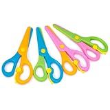 LOVESTOWN Toddler Safety Scissors, 4 PCS Blunt Tip Scissor Preschool Training Art Supplies for Kids, Anti-Pinch Design, Child Hand Eye Coordination Development, Playdough Tools Crafts Essentials