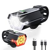 Zewdov 3+6 Modes Bright Bike Lights for Night Riding with Side Light, Rechargeable & IP65 Waterproof Bicycle Light, Bike Headlight and Tail Light Set for Road/Mountain Bike/Cycling Electronics