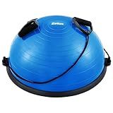 ZELUS Balance Ball Trainer with Resistance Bands and Foot Pump, Inflatable Yoga Ball for Home Gym Workouts, 23 Inch Exercise Half Ball for Balance Training Core Strength Fitness More, 330lb Cap