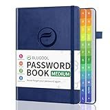Password Book with Alphabetical Tabs, Password Keeper Book for Seniors, Hardcover Password Notebook for Individual & Colorful Tabs, Password Organizer for Website Logins, 5.3" x 7.7", Navy Blue