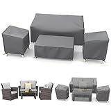 STARTWO Outdoor Waterproof Patio Furniture Covers 4-Piece Set for Chairs 32in, Loveseat 56in, Coffee Table 45in, Heavy Duty 600D, Grey