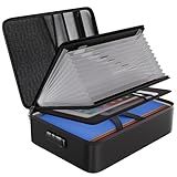 ENGPOW File Organizer Bag with 13 Pocket Accordion File Folder, Fireproof Document Organizer with Lock& Labels,Multi-Layer Portable Home Travel Safe Storage Box for Important Documents,Files and More