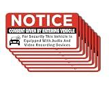 Sticky Expressions | (8 Pcs) Notice Vehicle Is Equipped With Audio And Video Recording Devices Consent By Entering Car Sticker - Size 3". Strong Adhesive, Durable, Waterproof Uber Stickers For Drivers