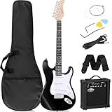 ZENY 39in Full Size Electric Guitar with 10W Amp, Case and Accessories Pack Beginner Starter Package, Black