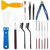 OLYCRAFT 23PCS 3D Printer Tool 3D Printer Nozzle Cleaning Tool Removal Tool Kit Includes Putty Knife, Wire Brush, Wire Flush Cutter, Scraper Knife, Diamond Files and Tweezer for Cleaning 3D Printer