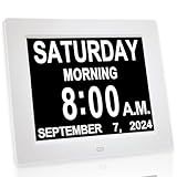【New 2024】 Digital Calendar Alarm Day Clock - with 8" Large Screen Display, am pm, Multiple Alarms, for Impaired Vision People, The Aged Seniors, The Dementia, for Desk, Wall Mounted,