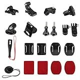 Universal Action Camera Accessory Kit for GoPro Hero 13 12 11 10 9 8 7 6 5 Go pro Max Insta360 X5/X4/X3 DJI OSMO Action 3 4 5 Pro AKASO APEMAN Sports Cam, Helmet Base Adhesive Tripod Adapter Mount
