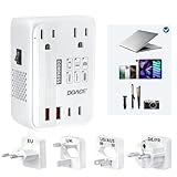 DOACE 220v to 110v converter 350W voltage converter us to europe for Hair Straightener/Curling Iron Converter for European Travel with 4-port USB Charging and UK/AU/US/EU Worldwide Plug Adapter, White