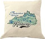 DrupsCo 18x18 Kentucky Pillow Cover - Cotton Linen Kentucky Throw Pillow Case, Kentucky Home Decor Pillowcase