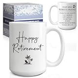 Retirement Mug Gifts for Men & Women, New Benefits Package Coffee mug, Novelty Mugs with double-sided design, retirement white mugs gift for parents, grandparents, friends, and cowoker(15oz)-54