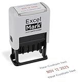 ExcelMark 2445 Date Stamp with Text - Blue and Red Ink (Gray Mount, Custom)