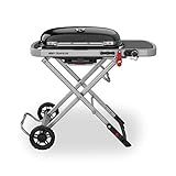 Weber Traveler Portable Liquid Propane Gas Grill for Camping and Travel, 1 Burner, Black