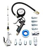 YOTOO Heavy Duty Air Compressor Accessory Kit 18-Piece, 1/4" NPT Air Tool Kit with 100 PSI Tire Inflator Gauge, Heavy Duty Air Blow Gun and Air Hose Fittings