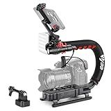 Zeadio Camera Stabilizer Kit, All-in-One Handheld Stabilizer with LED Video Light, Microphone, Phone Holder & Action Camera adaper, Fits for All Camera, DSLR, Action Camera and All Smartphones