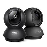 Tapo 2K Indoor Pan/Tilt Wired Security Camera - Works as a Baby Monitor & Pet Camera, Motion Detection, 2-Way Audio, Siren, Night Vision, No-Subscription Local Storage or Optional Cloud, C211 (2-Pack)