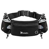 Number-one Running Belt with Water Bottles(2 x 175ML), Hydration Belt Waterproof Waist Pack Bag Fits iPhones Adjustable Sports Waist Pouch for Marathon Running Hiking Cycling, Black