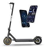 Electric Scooter with 350W Brushless Motor, 19 MPH Max Speed, 15 Miles Range, 8.5" Solid Tire, 3 Speed Modes, Cruise Control, Portable Commuter Escooter with APP, Dual Brake & E-Lock