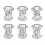 BTGLLAS Candlestick Holders - 6 Pack Glass Candlestick Holders, 2.36" Height Clear Taper Candle Holders for Candlesticks, Small Centerpiece for Wedding, Festival, Party Decor (6, Clear)