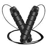 Jump Rope, Adjustable Jump Ropes for Fitness for Women Men and Kids Tangle-Free Rapid Speed Jumping Rope Cable with Ball Bearings Exercise&Slim Body at Home School Gym Black