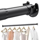 Supforce Closet Rods for Hanging Clothes, 17 to 84 Inches Stepless Adjustable Metal Closet Rod, 1.3 Inches Heavy Duty Clothes Hanging Rod for Closet Wardrobes Laundry RV, Black