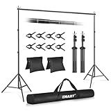 EMART Backdrop Stand 10x7.8ft(WxH) Photo Studio Adjustable Background Stand Support kit with 2 Crossbars, 8 Clamps, 2 Sandbags and Carry Bag for Parties, Events Decoration, Wedding, Photography
