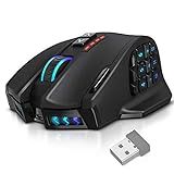 UtechSmart Venus Pro RGB Wireless MMO Gaming Mouse, 16,000 DPI Optical Sensor, 2.4 GHz Transmission Technology, Ergonomic Design, 16M Chroma RGB Lighting, 16 programmable Buttons, Up to 70 Hours