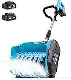 Electric Cordless Snow Shovel, Snow Blower Cordless, 13"x6" Clearing Path, Directional Plate & Auxiliary Handle, Snowblower Electric Snow Blower Battery Powered (2*4.0Ah Batteries & Charger Included)