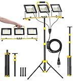 21000Lumen LED Work Lights with Stand, 3 Head Portable Work Light with 16FT Cord, IP66 Waterproof Tripod Worklights for Outdoor Indoor Job Site Workshop Garage Construction Site Lighting(3 Head)