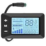 E-Bike LCD Display Monitor 24V 36V 48V Electric Bike Computer Screen with Waterproof 5 Pin Interface Cable for Handlebar Mount Black ABS Material
