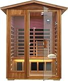 LTCCDSS Ultra-Low EMF Outdoor Sauna 2 Person, Mahogany Far Infrared Sauna for Home EMF Average 0.5 mG, Chromotherapy, Bluetooth Speaker