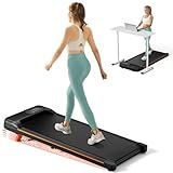Abonow Portable Walking Machine Pad, Under Desk Treadmill with Incline for Home Office 2.5HP, LED Display, 265 Lbs Weight Capacity with Remote Control, Black Orange